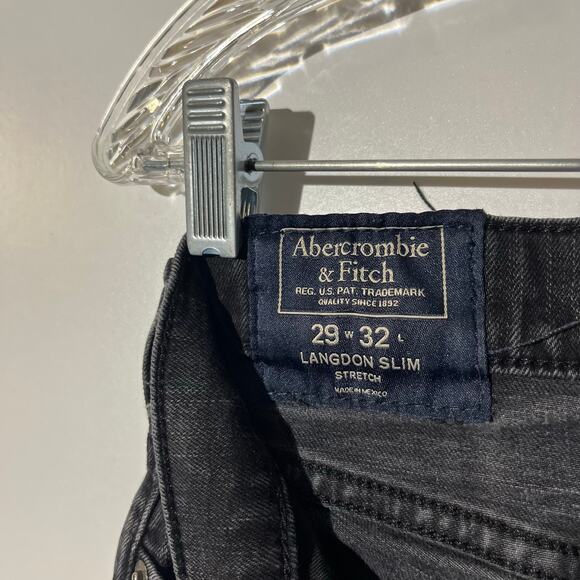 Abercrombie & Fitch Langdon Slim Stretch Black Distressed Jeans Men’s Size 29x32 - Picture 3 of 7